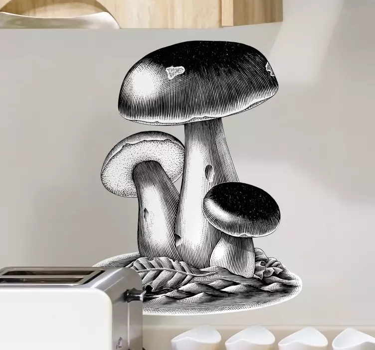 Antique engraving of mushrooms sticker - TenStickers