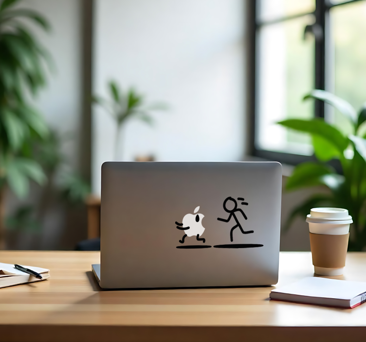 Apple running Laptop sticker - TenStickers