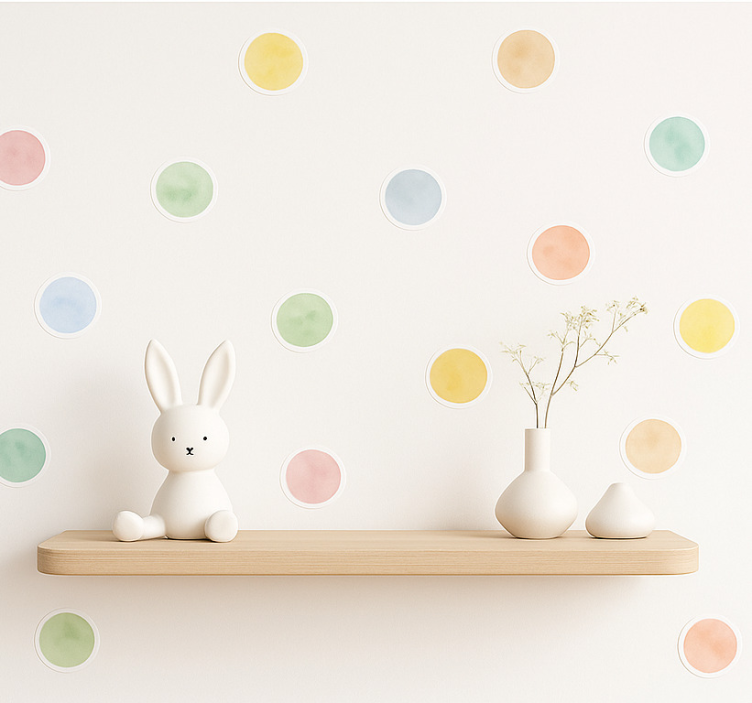 Aquarella polka dots illustration wall art - TenStickers