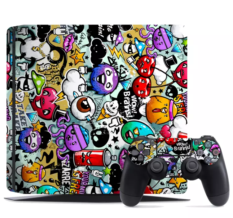 Cartoon graffiti sticker bomb design ps4 skin - TenStickers