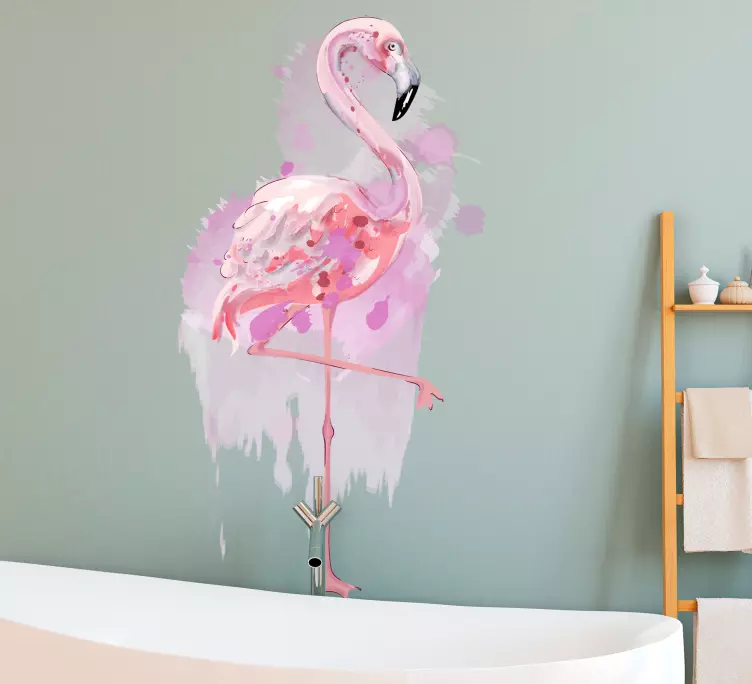Artistic bright watercolour flamingo sticker - TenStickers