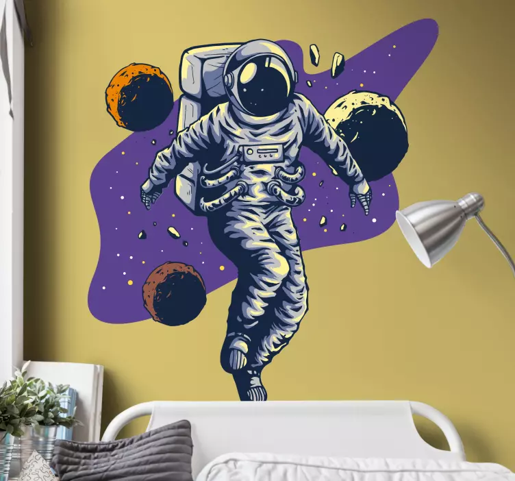 Astronaut in Orbit space wall sticker - TenStickers