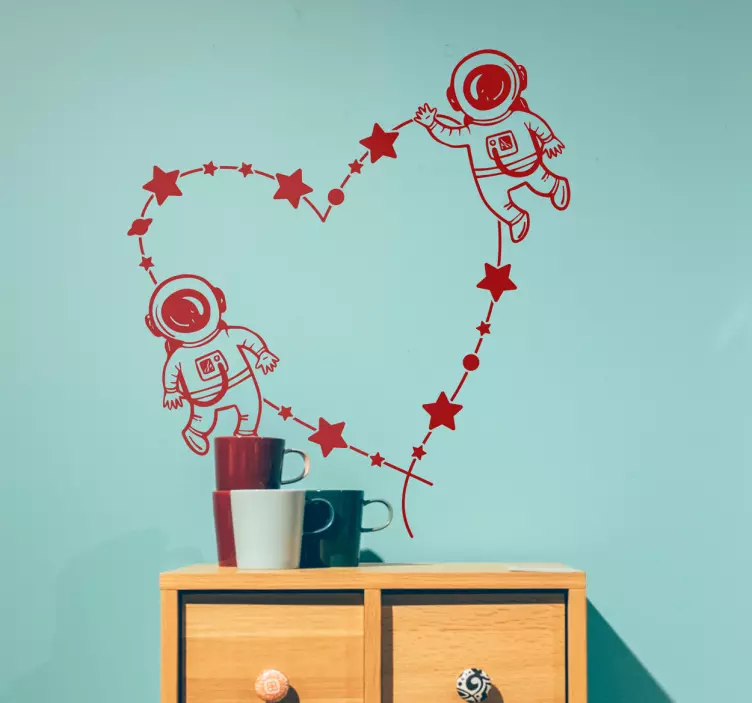 Astronaut love wall sticker space wall sticker - TenStickers