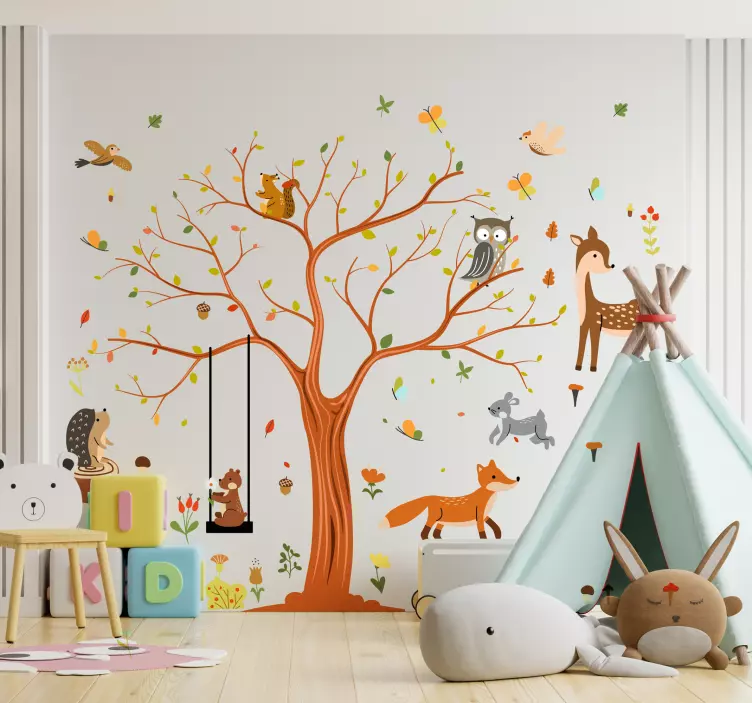 Autumn fauna wall stickers children's room - TenStickers
