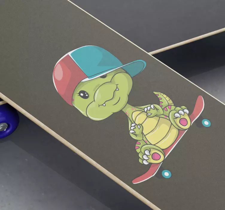 Baby dinosaur skateboard sticker - TenStickers