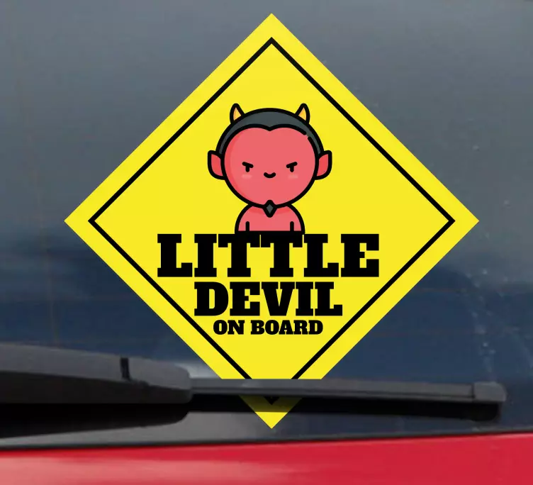 Baby on board sticker with little devil icon - TenStickers