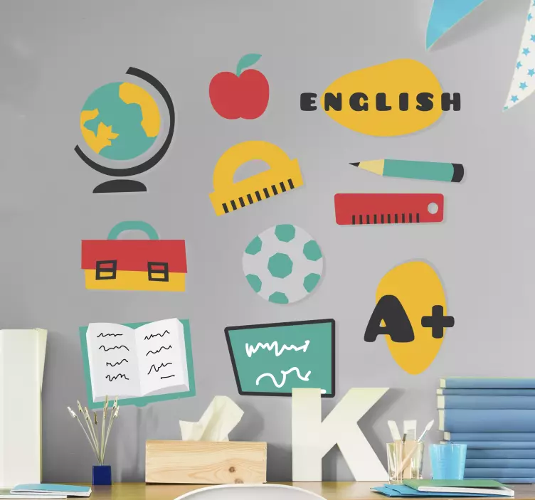 Back to school English sticker pack A+ sticker - TenStickers