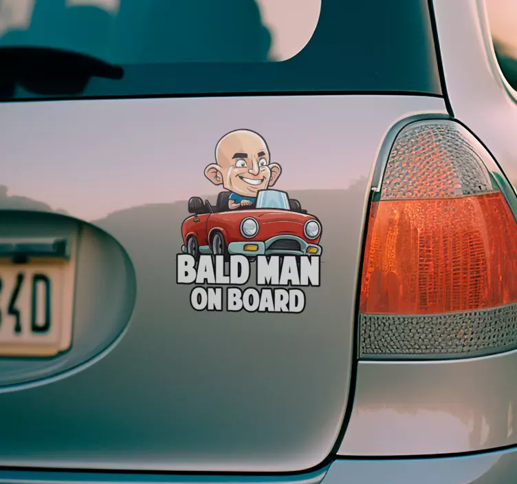 "Bald on Board" car decal - TenStickers