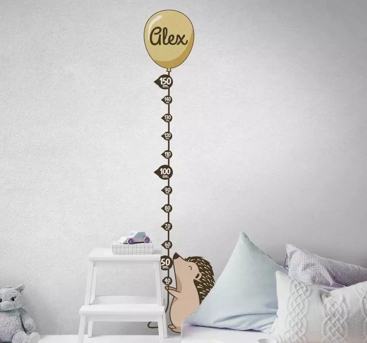 BALLOON HEIGHT CHART HEDGEHOG wall stickers for kids - TenStickers