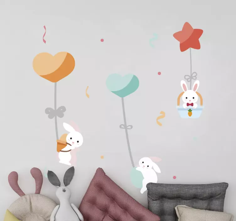 Balloons with Bunnies wall stickers for kids - TenStickers