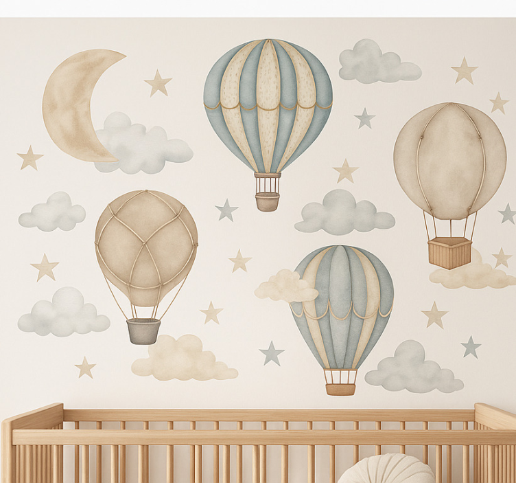 Balony i chmurki wall decal - TenStickers