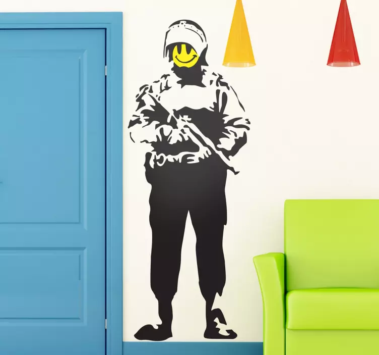 Banksy Riot Guard Wall Art Sticker - TenStickers