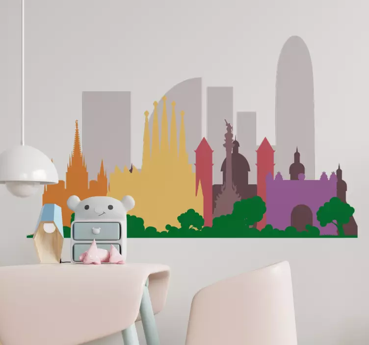 Barcelona skyline silhouette wall sticker - TenStickers