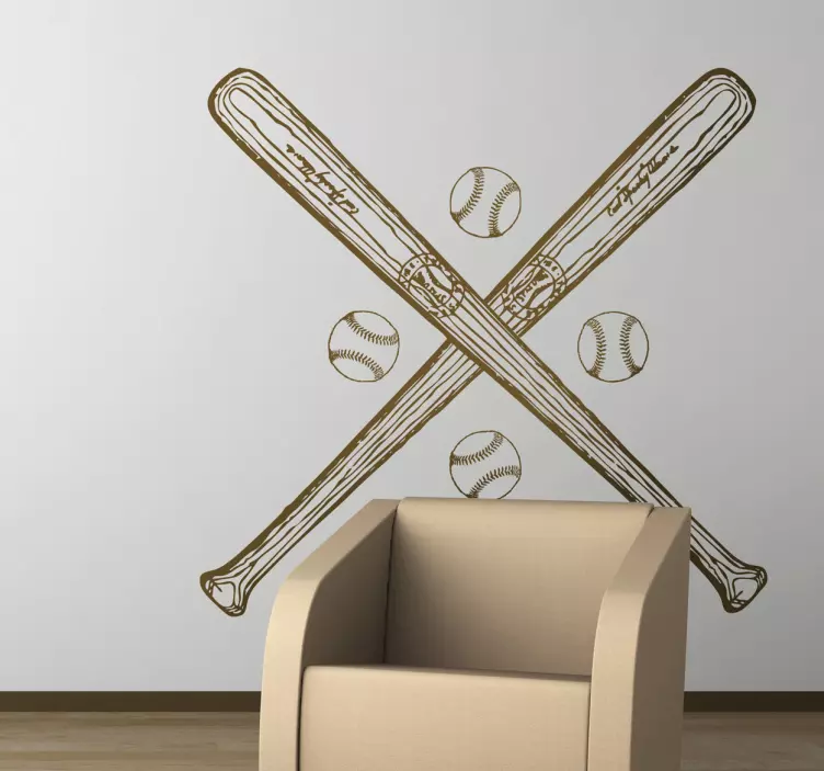 Baseball Bat and Balls Wall Sticker - TenStickers
