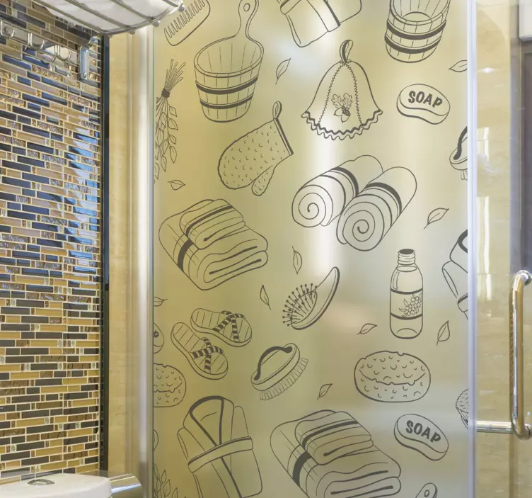 Bathroom items shower screen sticker - TenStickers
