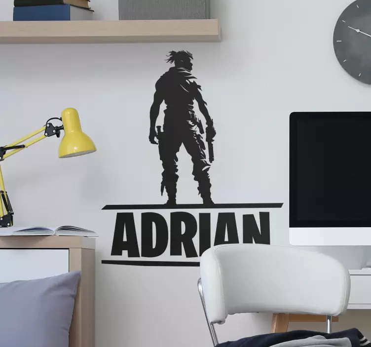 Battle character with name video game sticker - TenStickers