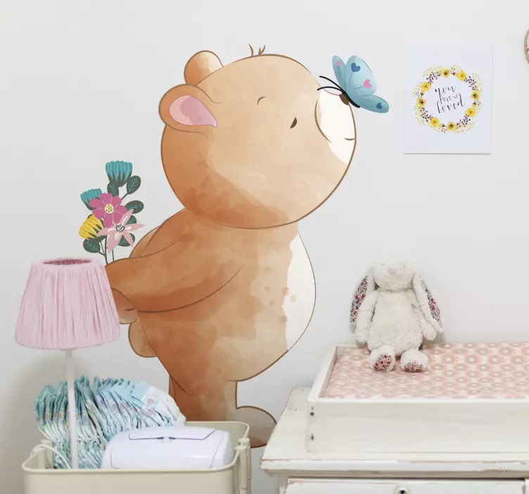 Bear and butterfly wall sticker - TenStickers