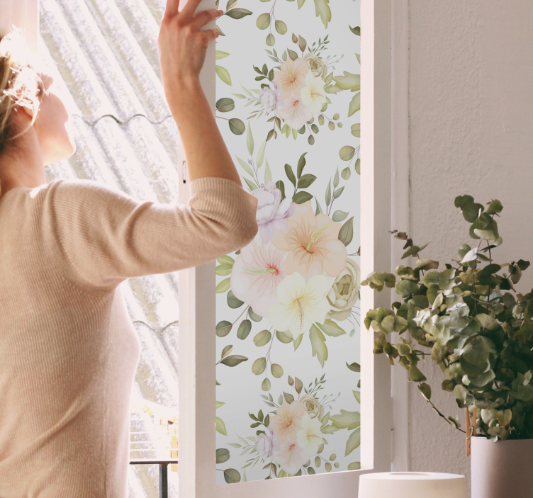 Beautiful floral seamless pattern  window decal - TenStickers