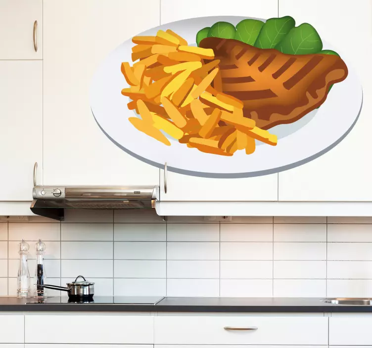 Beef Steak & Chips Wall Decal - TenStickers