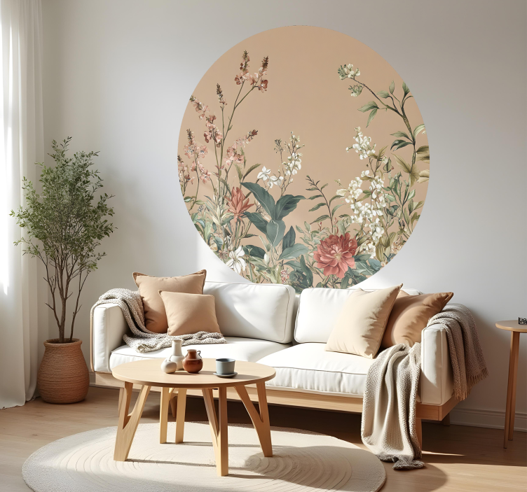 Beige cercle floral sanctuary wall decal - TenStickers