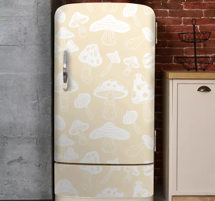 Beige mushrooms designs fridge sticker - TenStickers