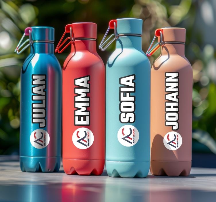 bidon with name and image customizable sticker - TenStickers