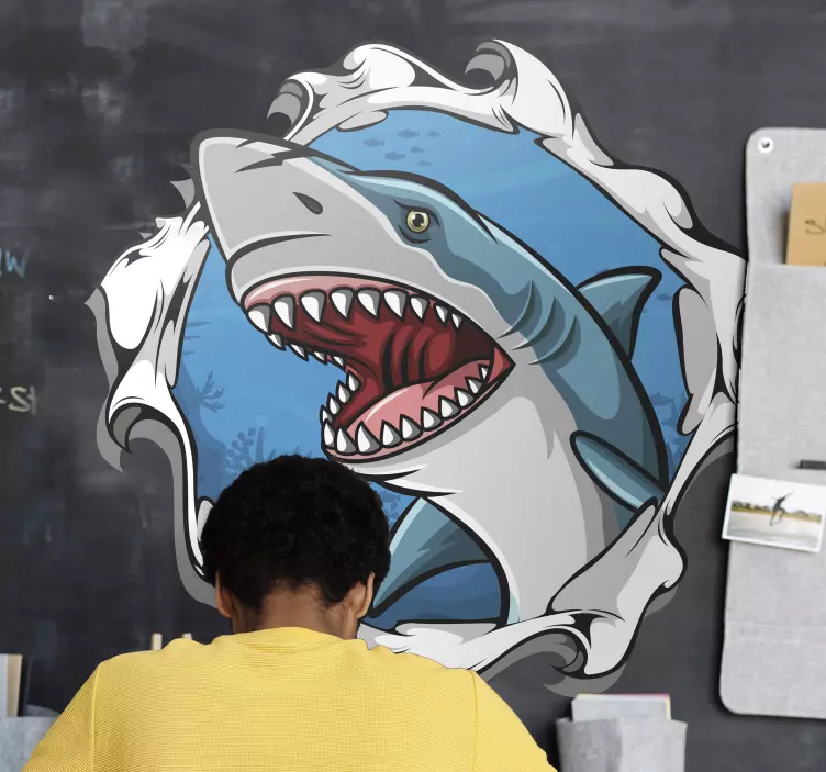 Big shark 3D visual effects wall sticker - TenStickers