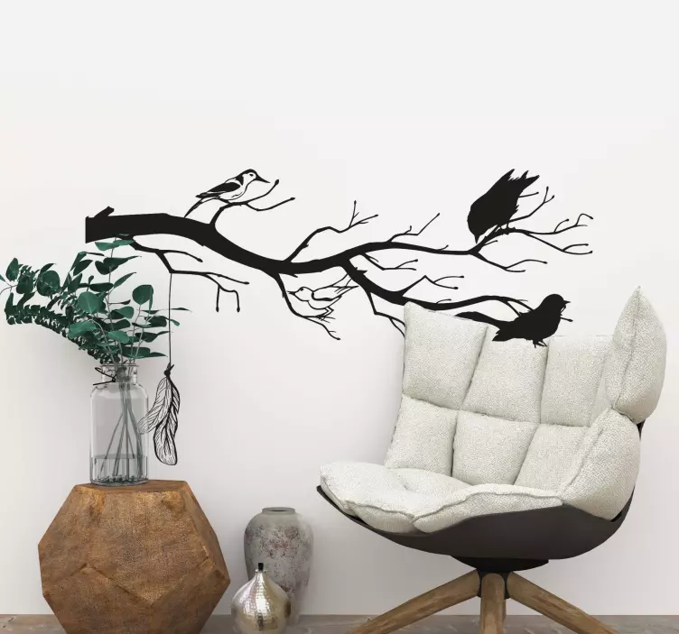 Bird wall decal elegant tree branch - TenStickers
