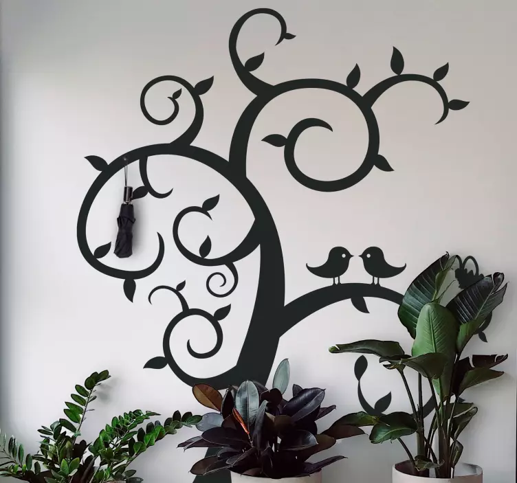 Birds on a Tree coat hanger sticker - TenStickers