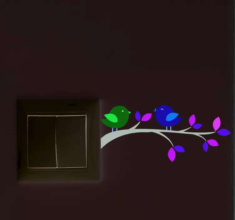 Birds on branch light switch sticker - TenStickers