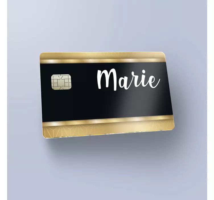 Black and gold personalised credit card sticker - TenStickers