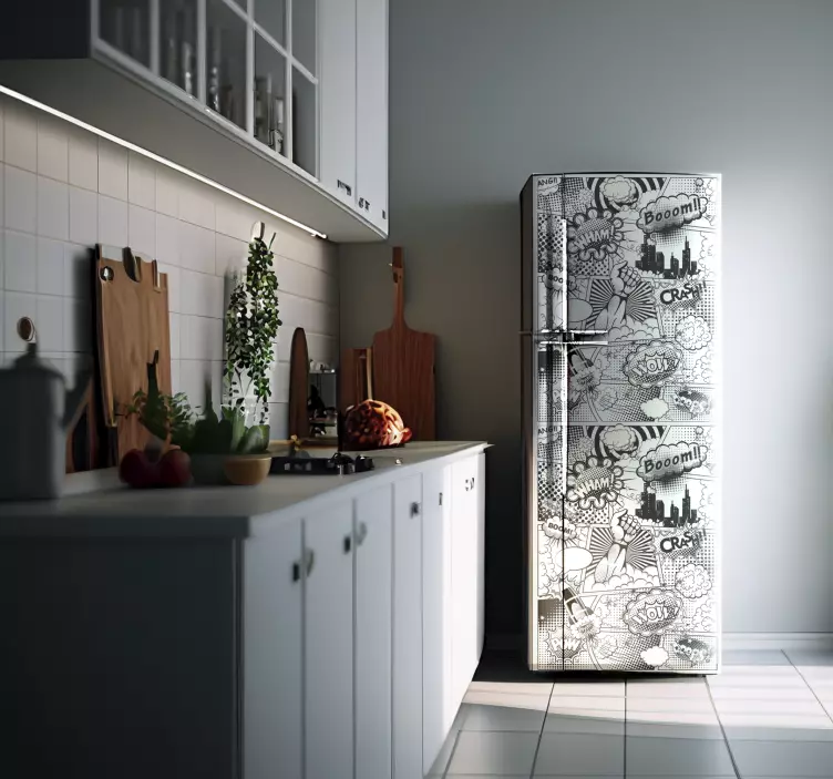 Black and White Comic fridge sticker - TenStickers