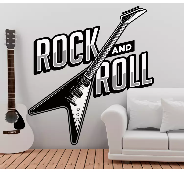 Black and white design rock sticker - TenStickers