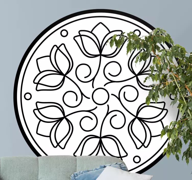 Black and white flower of life wall sticker - TenStickers