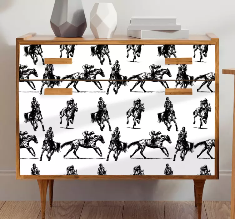 Black and white horse pattern furniture decal - TenStickers
