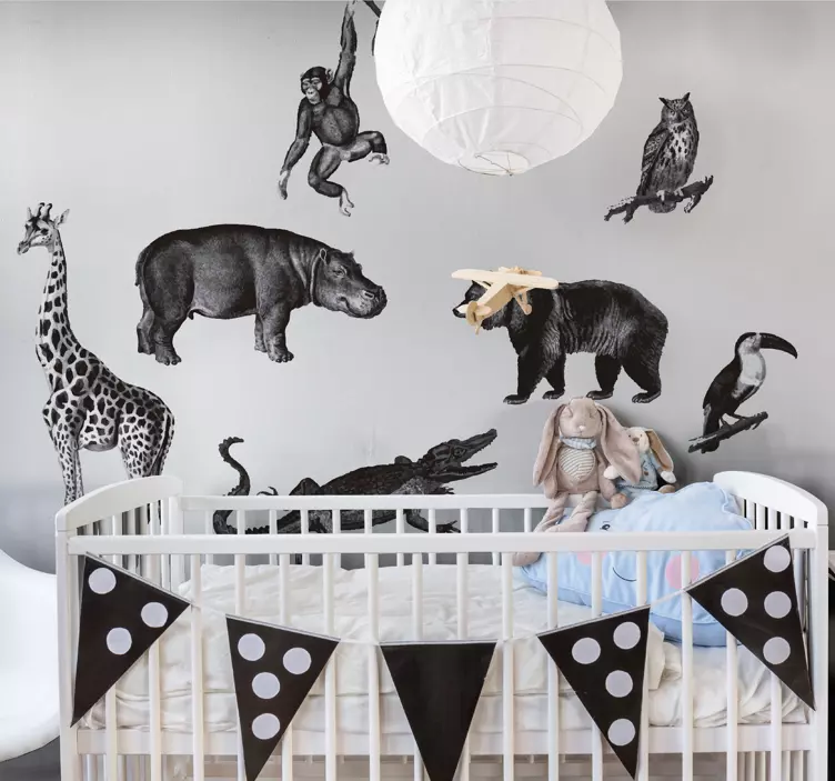 Black and white jungle wild animal decal - TenStickers