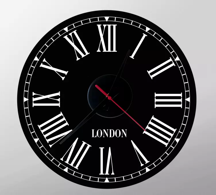Black and white with Roman number clock sticker - TenStickers