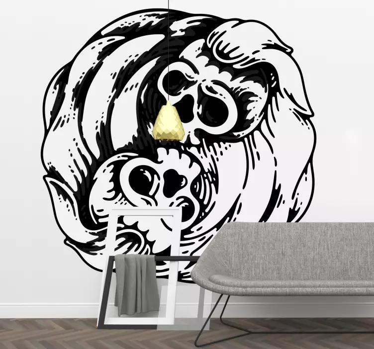 Black and White Yin Yang wall decal - TenStickers