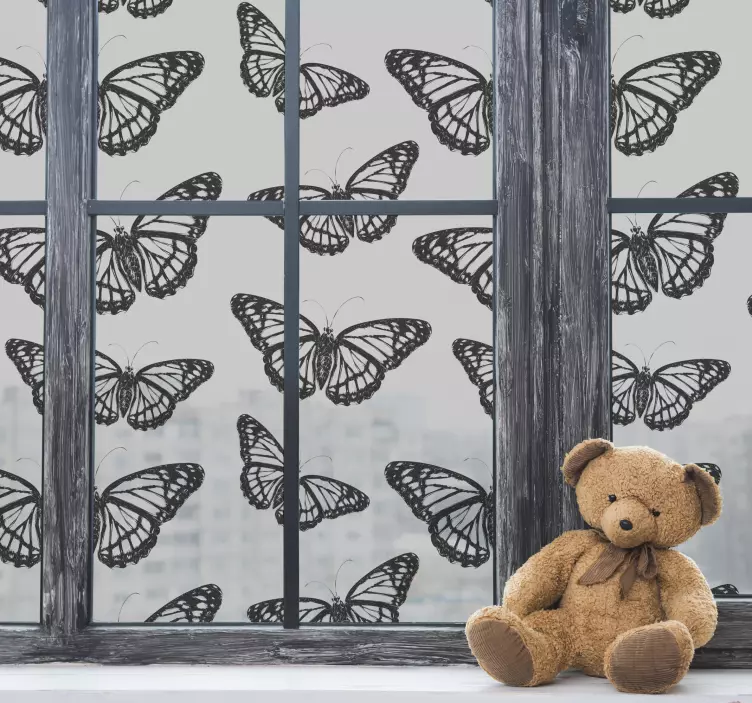 Black Butterfly Pattern location wall sticker - TenStickers