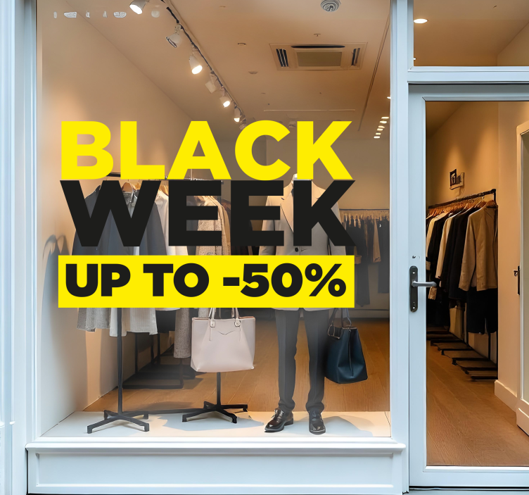 Black friday sticker yellow and black black week - TenStickers