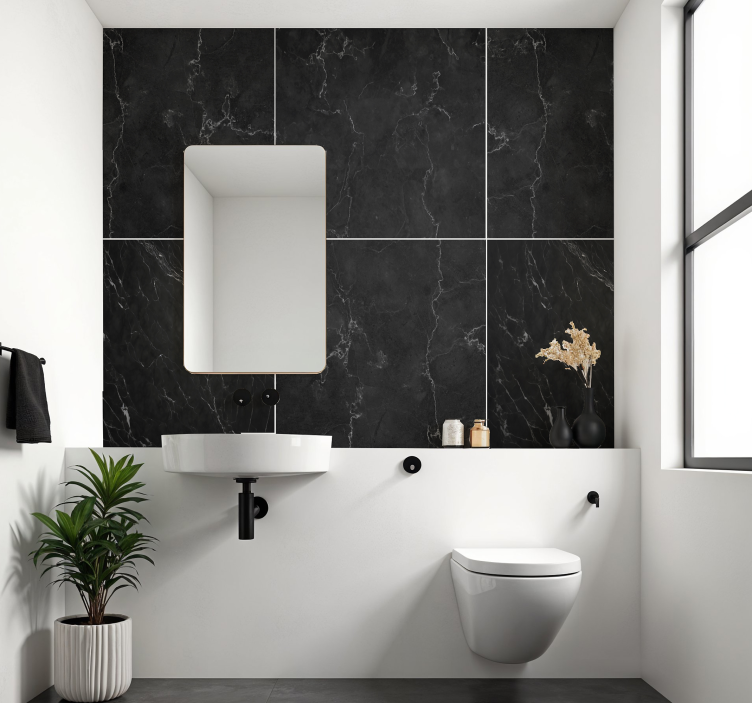 Black marble wall decal for bathroom - TenStickers