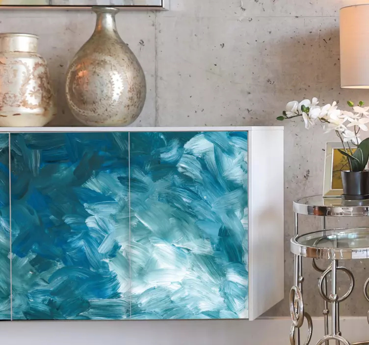 Blue abstract brush stroke furniture decal - TenStickers