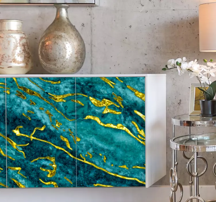 Blue and gold marble effect furniture decal - TenStickers