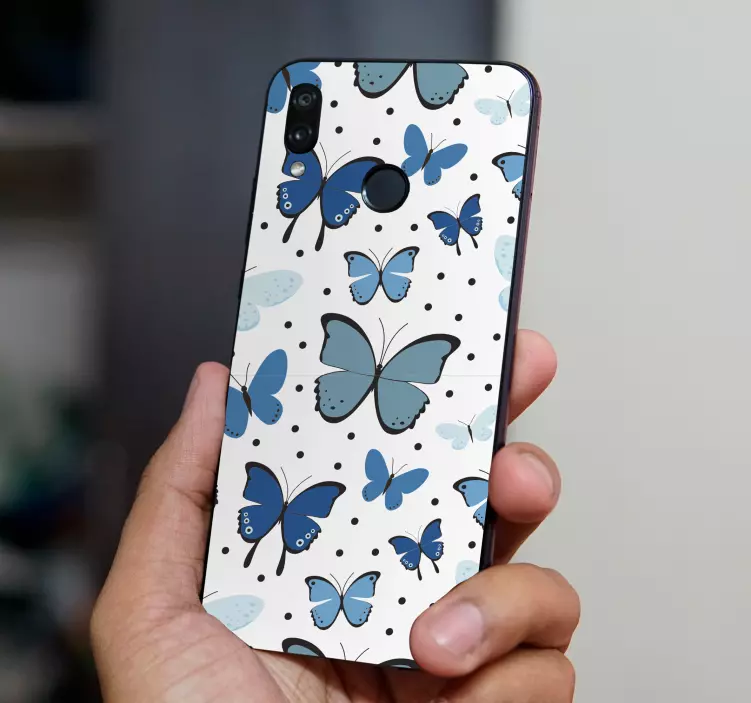 Blue Butterfly Patterns huawei sticker - TenStickers