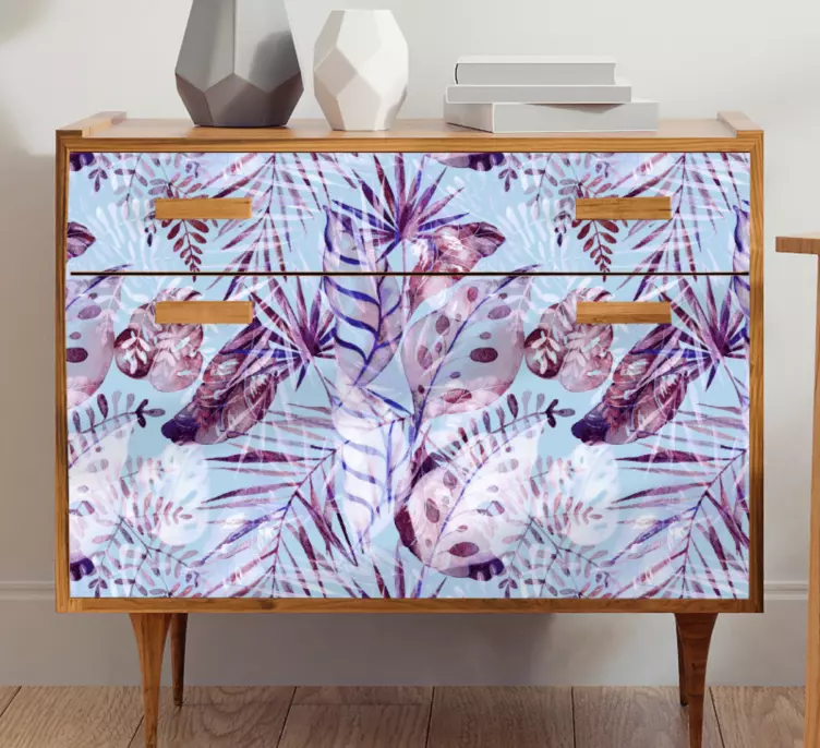 Blue color plant design furniture sticker - TenStickers