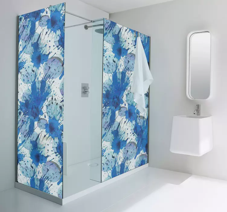 Blue ink circles shower screen sticker - TenStickers