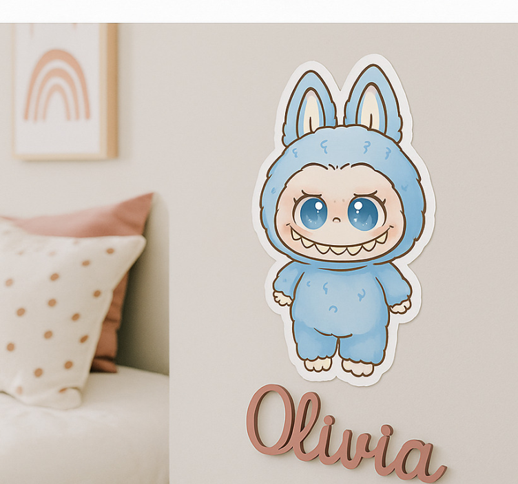 Blue monster doll illustration wall art - TenStickers