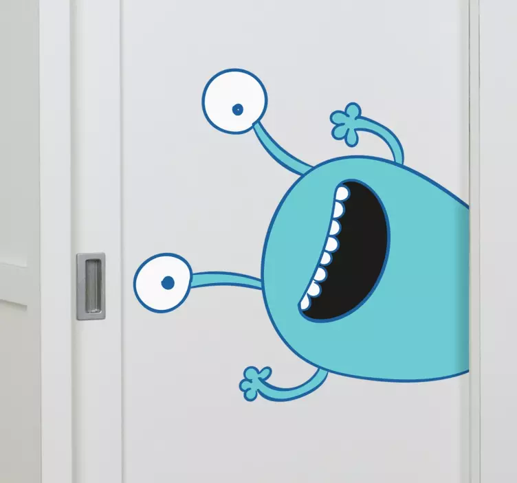 Blue Monster Wardrobe Kids Sticker - TenStickers