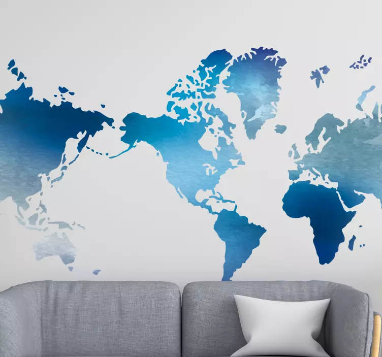 Blue Shade America World Map sticker - TenStickers