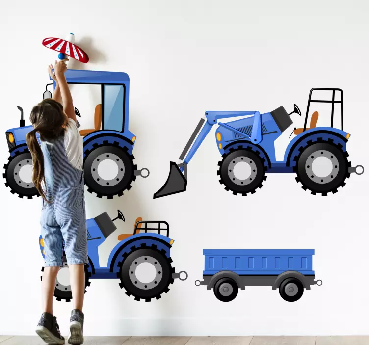 Blue tractor pack toy sticker - TenStickers